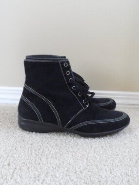 Cole Haan - boots Black Suede Waterproof Lace Ankle Boots size 8